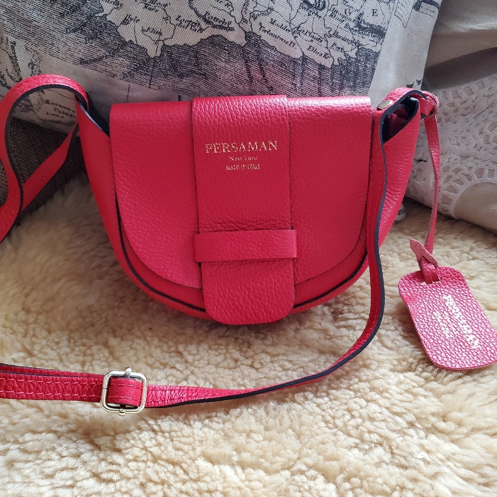 Persaman new york red leather handbag
